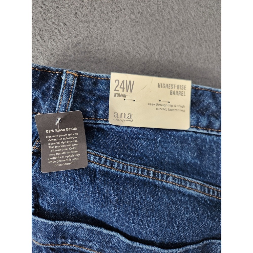 ANA A New Approach Barrel Jeans Womens Sz 24W Balloon Leg Highest Rise Blue NWT - Picture 8 of 13